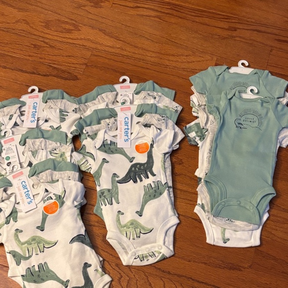 BUNDLE (Seven sets of 3) Carter's Dinosaur Newborn Onesies